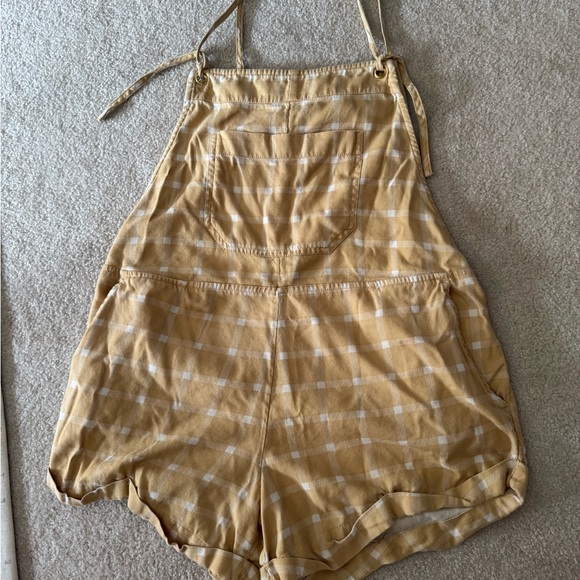 Billabong Pants - Billabong Yellow Checkered Romper/Playsuit